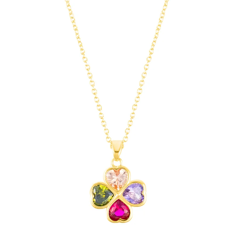 Grab Your Favorite Jewelry At The Lowest Prices 14k Gold Plated Adjustable Multicolor Crystal Heart Clover Necklace Grab Your Favorite Jewelry At The Lowest Prices 14k Gold Plated Adjustable Multicolor Crystal Heart Clover Necklace
