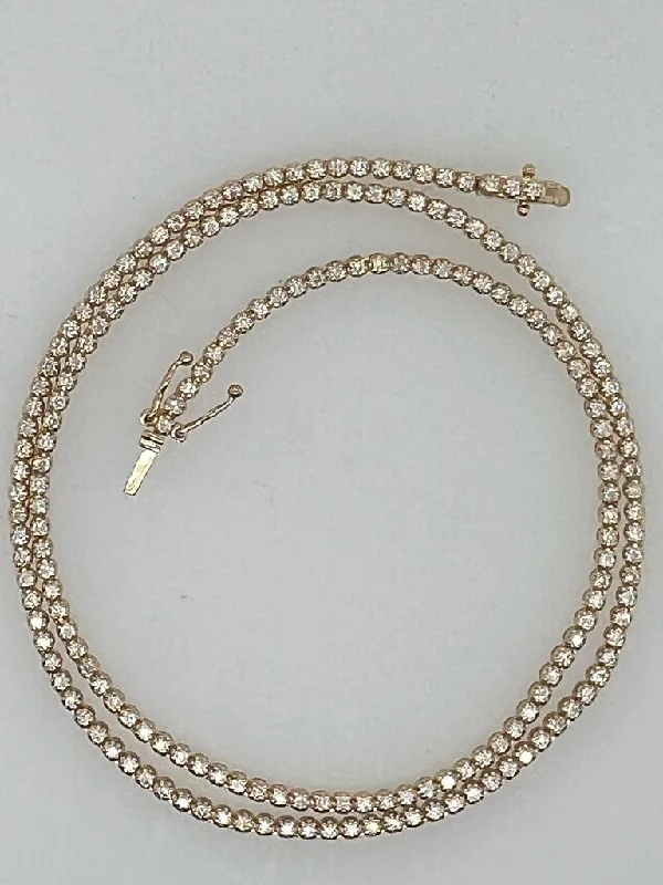 Don't Miss Out On Jaw-Dropping Jewelry Discounts 14KT YELLOW GOLD TENNIS NECKLACE 8.10CTS DIAMOND, 152ST, 16"