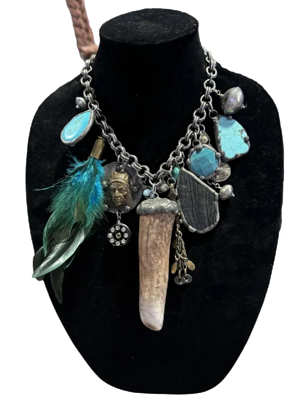 Elegant Jewelry Styles At Budget-Friendly Prices Antler Necklace In Blue Multi
