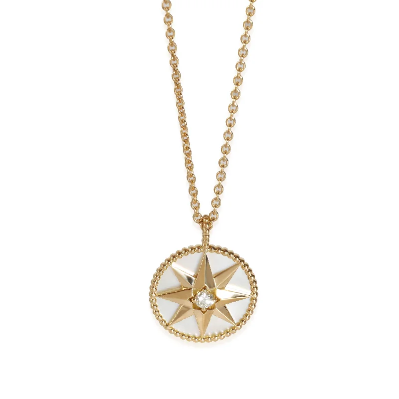 Unmissable Discounts On Timeless Jewelry Pieces Dior Rose Des Vents Mother Of Pearl Fashion Pendant in 18k Yellow Gold 0.15 CTW