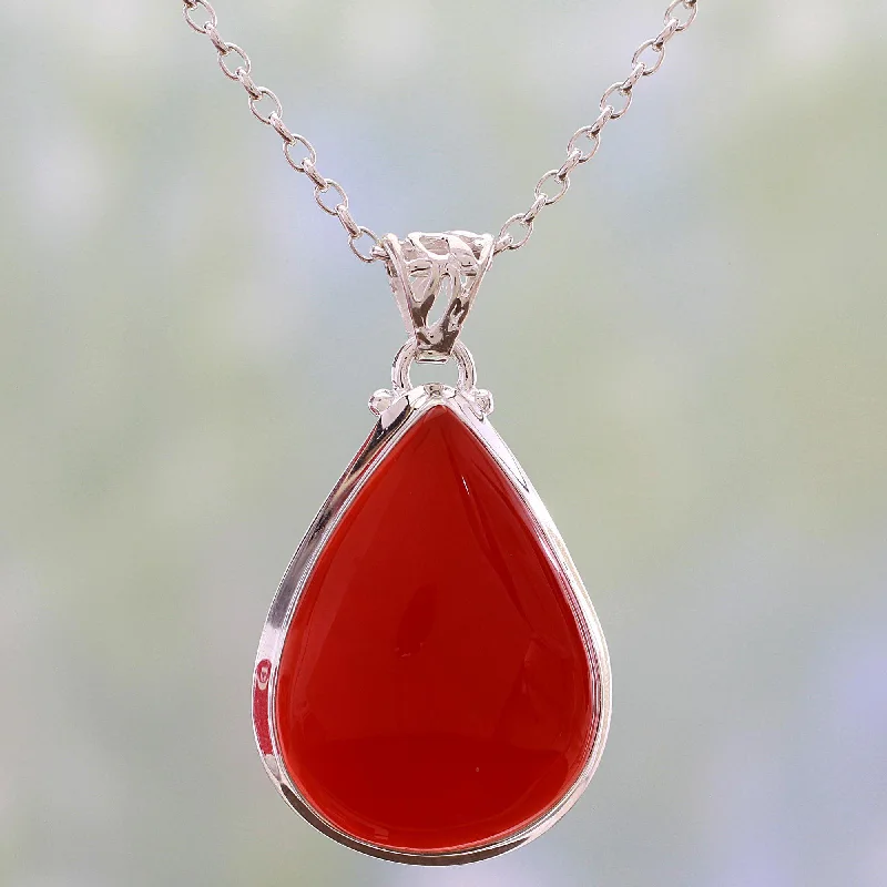 Drop of Sunshine Carnelian Pendant Necklace