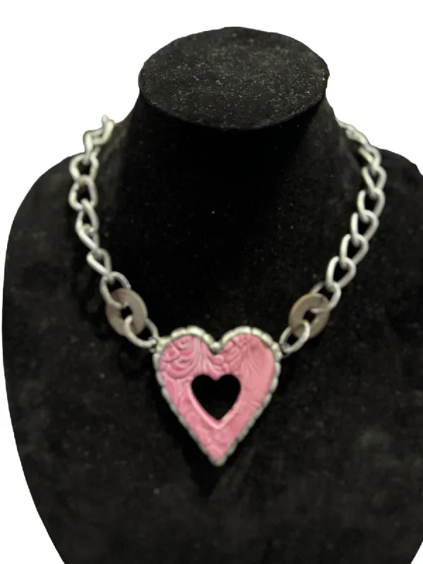 Timeless Elegance Now At Special Discounts Heart Necklace In Silver/pink