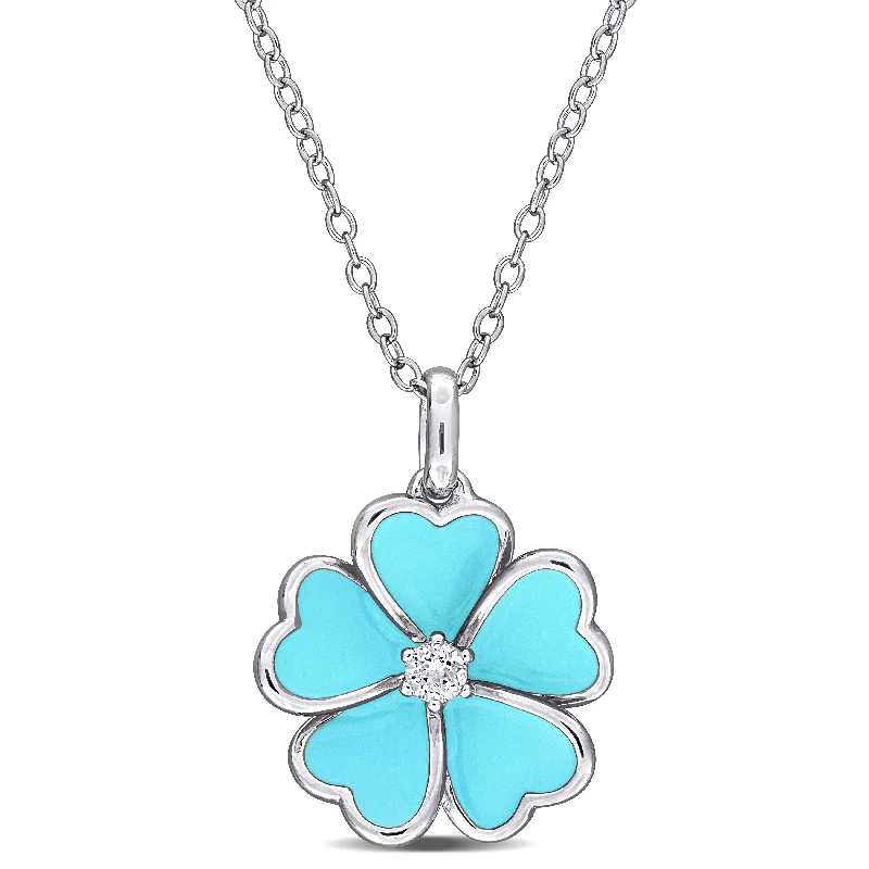 Shine Without Limits – Jewelry Sale Happening Now Mimi & Max 1/10ct TGW White Topaz Light Blue Enamel Plated Flower Necklace Sterling Silver Shine Without Limits – Jewelry Sale Happening Now Mimi & Max 1/10ct TGW White Topaz Light Blue Enamel Plated Flower Necklace Sterling Silver