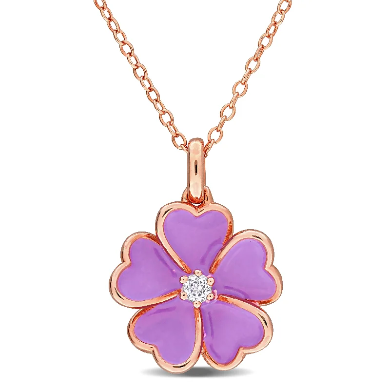 Once-A-Year Jewelry Sale – Grab Your Favorites Now Mimi & Max 1/10ct TGW White Topaz Purple Enamel Plated Flower Necklace Rose Silver-17 in Once-A-Year Jewelry Sale – Grab Your Favorites Now Mimi & Max 1/10ct TGW White Topaz Purple Enamel Plated Flower Necklace Rose Silver-17 in