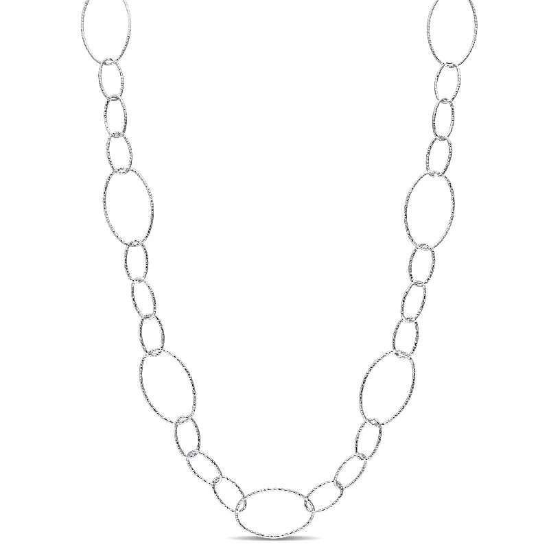 Mimi & Max 13mm Fancy Oval Link Chain Necklace in Sterling Silver - 30 in