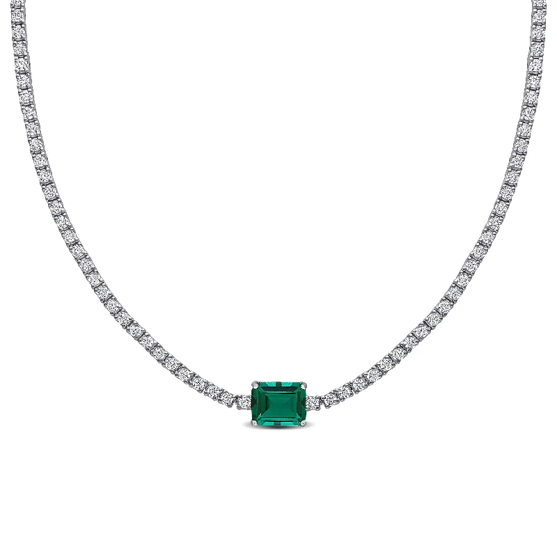 Luxury Handcrafted Jewelry For Elegant Looks Mimi & Max 15 7/8ct TGW Created Emerald Created White Sapphire Necklace Sterling Silver Luxury Handcrafted Jewelry For Elegant Looks Mimi & Max 15 7/8ct TGW Created Emerald Created White Sapphire Necklace Sterling Silver
