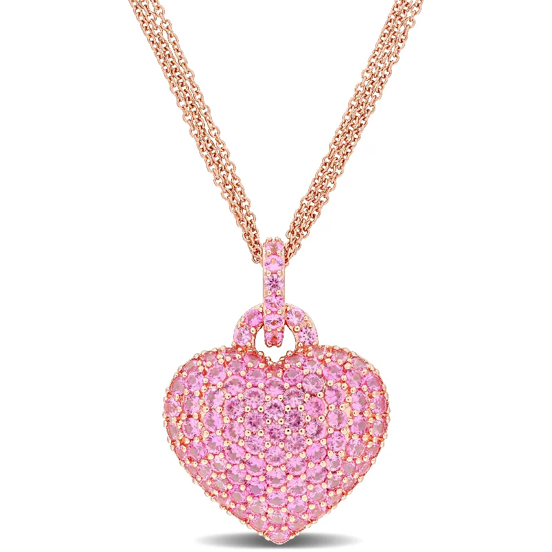 Jewelry Clearance Event – Stock Up Before It's Over Mimi & Max 3 1/2ct TGW Created Pink Sapphire Heart Pendant with Triple-Strand Chain Rose Silver Jewelry Clearance Event – Stock Up Before It's Over Mimi & Max 3 1/2ct TGW Created Pink Sapphire Heart Pendant with Triple-Strand Chain Rose Silver