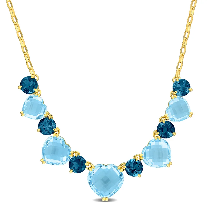 Mimi & Max 45 3/4ct TGW Sky Blue Topaz & London Blue Topaz Necklace in Yellow Sterling Silver - 17 in.