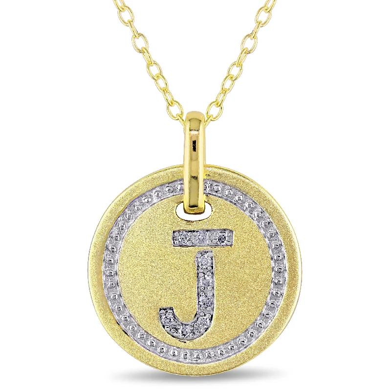 Get The Jewelry You Love At A Price You Love Mimi & Max J Initial Diamond Accent Pendant with Chain in Yellow Plated Sterling Silver Get The Jewelry You Love At A Price You Love Mimi & Max J Initial Diamond Accent Pendant with Chain in Yellow Plated Sterling Silver