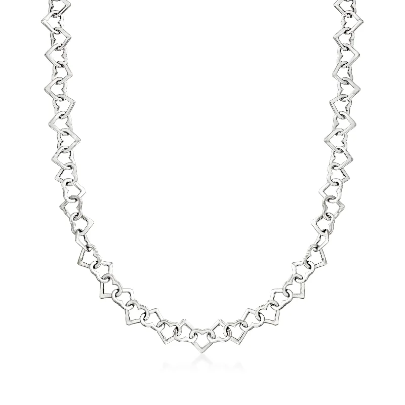 Upgrade Your Jewelry Collection For Less Ross-Simons 14kt White Gold Heart-Link Necklace Upgrade Your Jewelry Collection For Less Ross-Simons 14kt White Gold Heart-Link Necklace