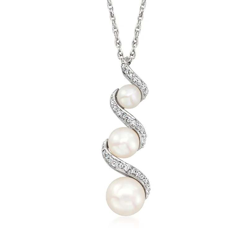 Stunning Jewelry At A Fraction Of The Price Ross-Simons 3.5-6.5mm Cultured Pearl and . Diamond Spiral Pendant Necklace in Sterling Silver Stunning Jewelry At A Fraction Of The Price Ross-Simons 3.5-6.5mm Cultured Pearl and . Diamond Spiral Pendant Necklace in Sterling Silver
