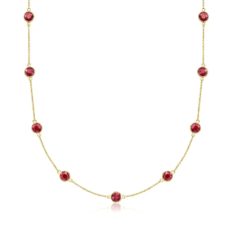 Exclusive Jewelry Sale – Limited-Time Discounts Ross-Simons Bezel-Set Ruby Station Necklace in 18kt Gold Over Sterling Exclusive Jewelry Sale – Limited-Time Discounts Ross-Simons Bezel-Set Ruby Station Necklace in 18kt Gold Over Sterling