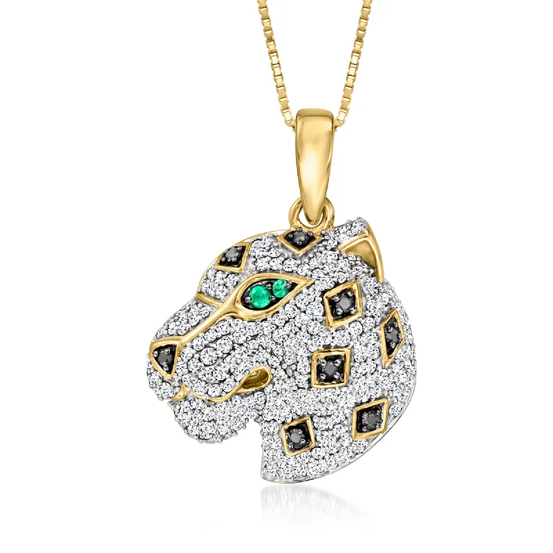 Seasonal Jewelry Deals – Elevate Your Style Ross-Simons Black and White Diamond Leopard Pendant Necklace With Emerald Accents in 18kt Gold Over Sterling Seasonal Jewelry Deals – Elevate Your Style Ross-Simons Black and White Diamond Leopard Pendant Necklace With Emerald Accents in 18kt Gold Over Sterling
