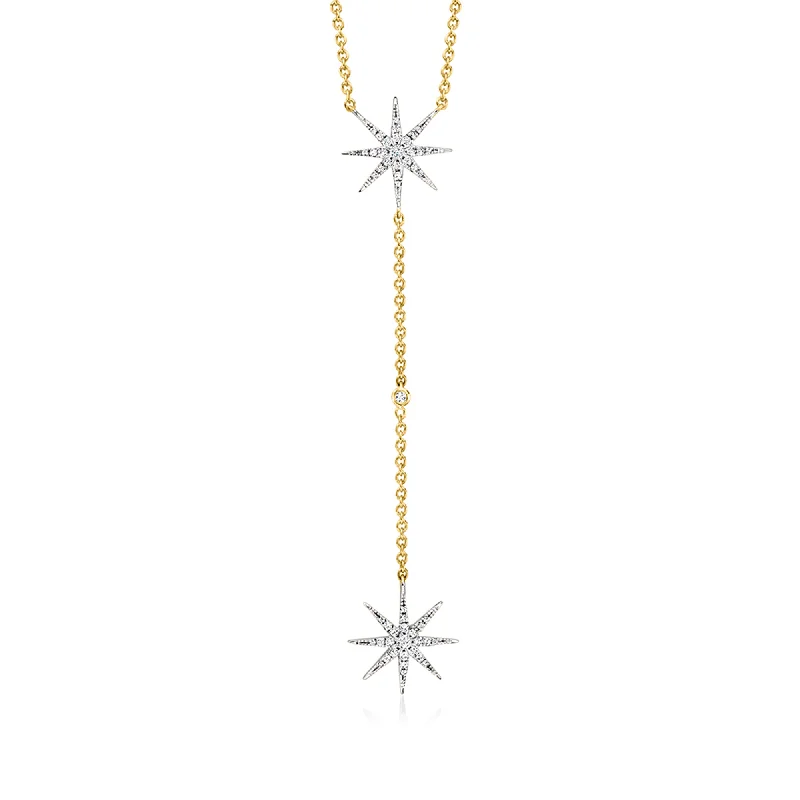 Affordable Luxury Jewelry For Every Occasion Ross-Simons Diamond Starburst Y-Necklace in 18kt Gold Over Sterling Affordable Luxury Jewelry For Every Occasion Ross-Simons Diamond Starburst Y-Necklace in 18kt Gold Over Sterling