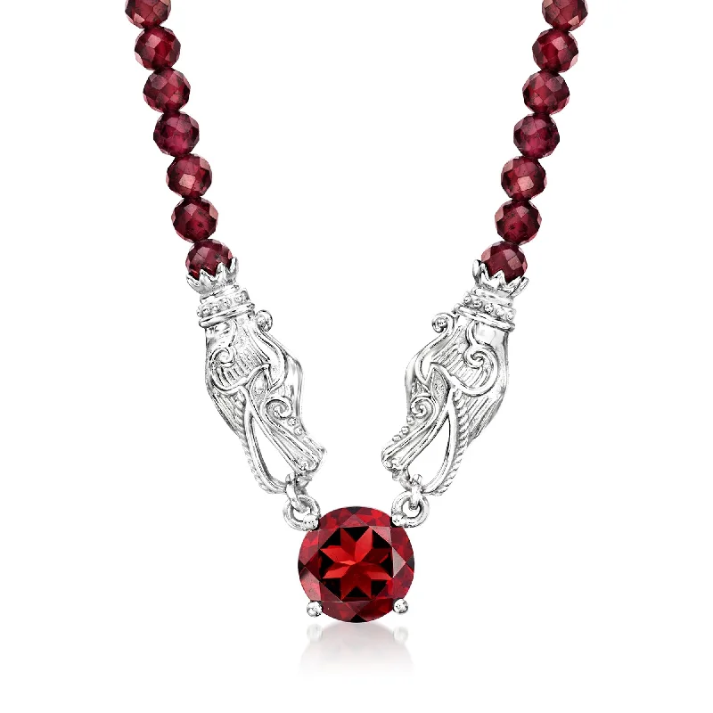 Shop Elegant Jewelry At Unbeatable Prices Ross-Simons Garnet and Garnet Bead Necklace in Sterling Silver Shop Elegant Jewelry At Unbeatable Prices Ross-Simons Garnet and Garnet Bead Necklace in Sterling Silver