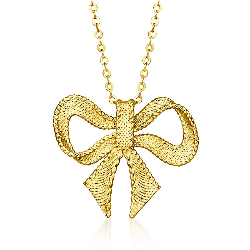 Ross-Simons Italian 14kt Yellow Gold Bow Necklace