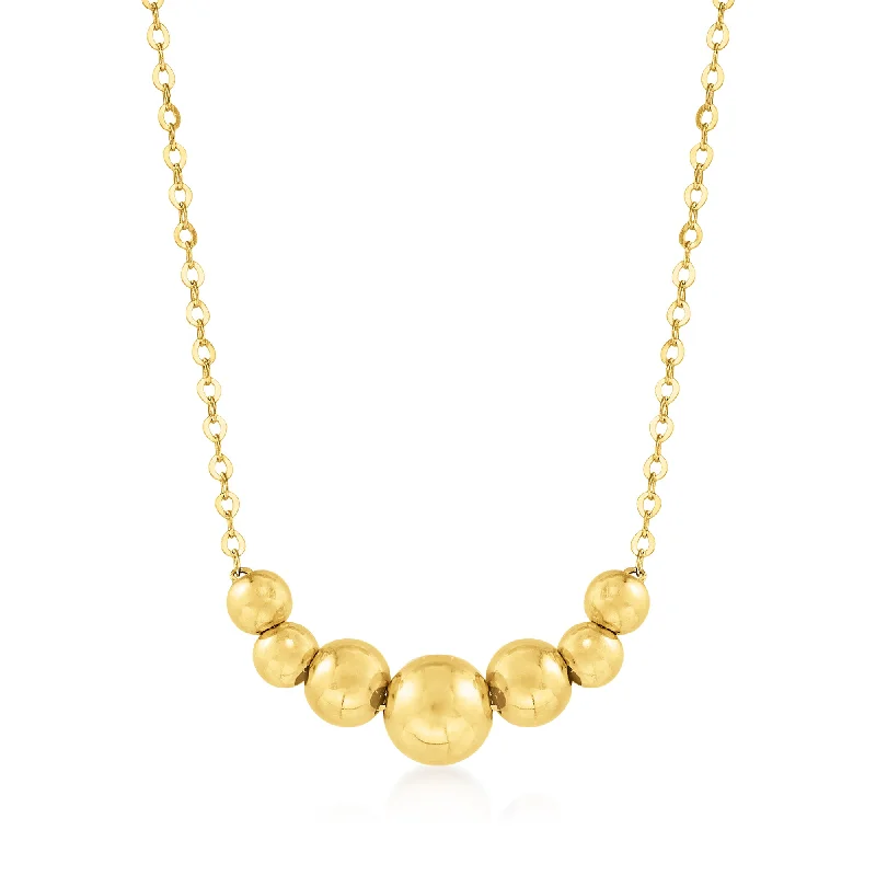 Ross-Simons Italian 14kt Yellow Gold Graduated Bead Necklace