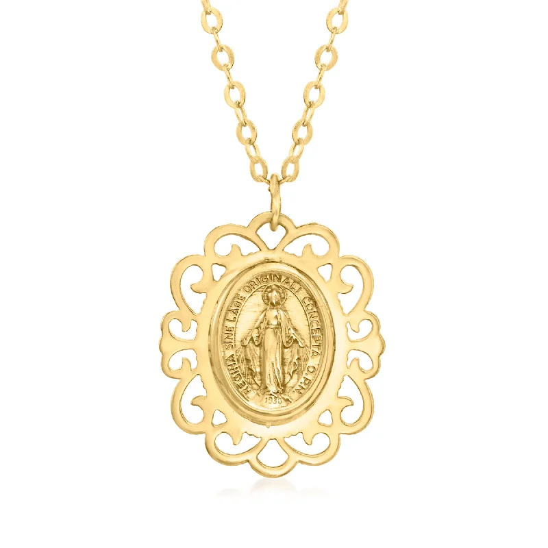 Ross-Simons Italian 14kt Yellow Gold Miraculous Medal Pendant Necklace