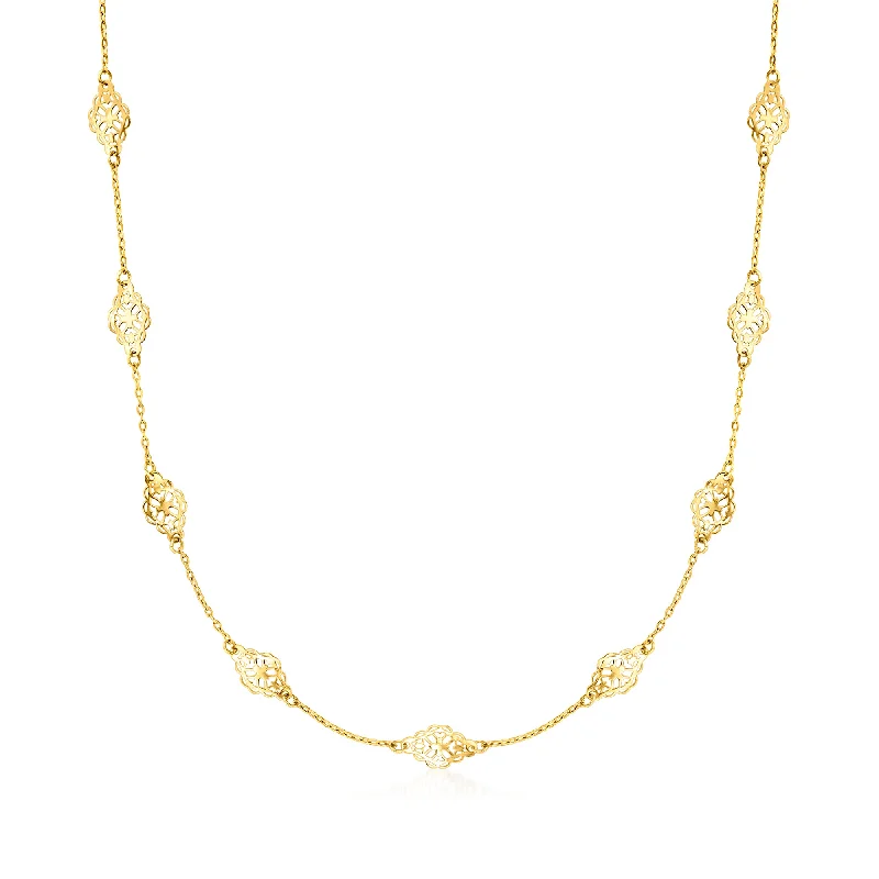 Shop Signature Jewelry Styles At Exclusive Prices Ross-Simons Italian 14kt Yellow Gold Nanette Station Necklace Shop Signature Jewelry Styles At Exclusive Prices Ross-Simons Italian 14kt Yellow Gold Nanette Station Necklace