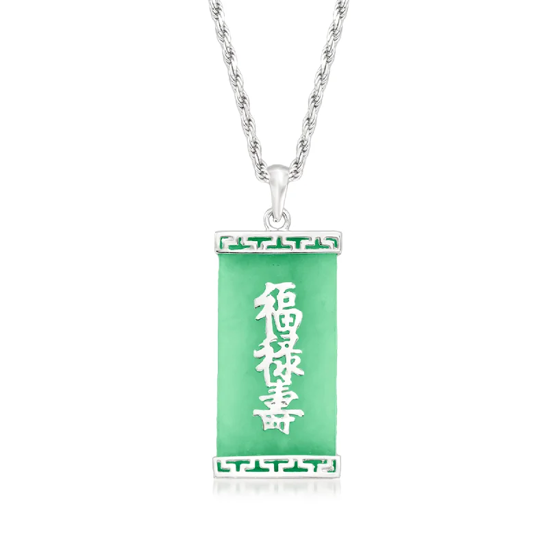 Luxury Meets Affordability – Jewelry Sale Live Now Ross-Simons Jade "Blessing, Wealth and Longevity" Chinese Symbol Pendant Necklace in Sterling Silver Luxury Meets Affordability – Jewelry Sale Live Now Ross-Simons Jade "Blessing, Wealth and Longevity" Chinese Symbol Pendant Necklace in Sterling Silver