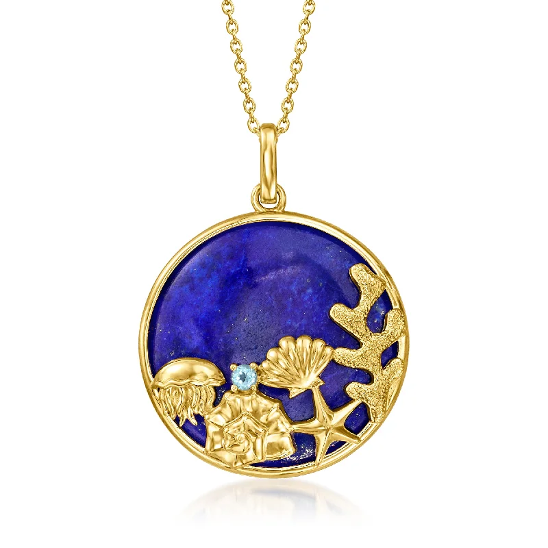 The Biggest Jewelry Sale Of The Year Is Here Ross-Simons Lapis Sea Life Pendant Necklace With Swiss Blue Topaz Accent in 18kt Gold Over Sterling The Biggest Jewelry Sale Of The Year Is Here Ross-Simons Lapis Sea Life Pendant Necklace With Swiss Blue Topaz Accent in 18kt Gold Over Sterling