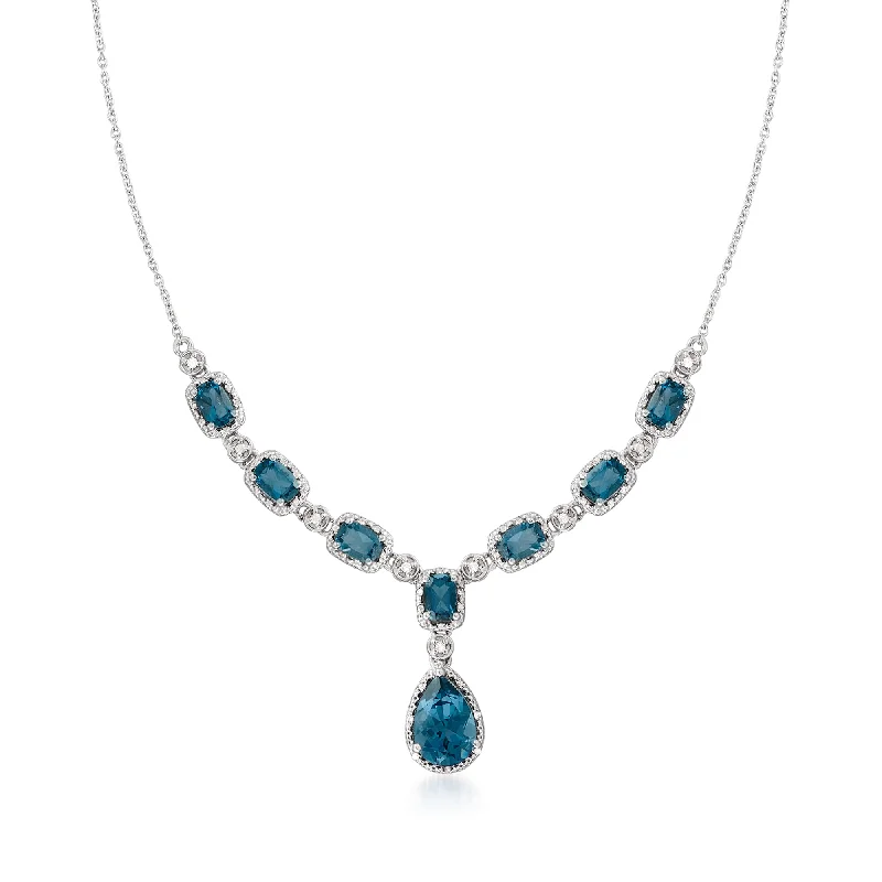 Premium Jewelry Now Available At Special Discounts Ross-Simons London Blue Topaz and . Diamond Necklace in Sterling Silver Premium Jewelry Now Available At Special Discounts Ross-Simons London Blue Topaz and . Diamond Necklace in Sterling Silver
