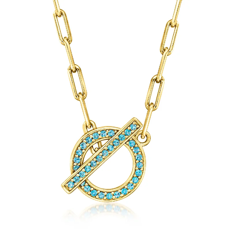The Perfect Jewelry Piece At The Perfect Discount Ross-Simons London Blue Topaz Toggle Necklace in 18kt Gold Over Sterling The Perfect Jewelry Piece At The Perfect Discount Ross-Simons London Blue Topaz Toggle Necklace in 18kt Gold Over Sterling