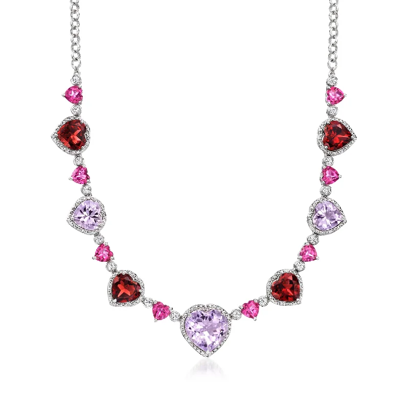 Shop Fine Jewelry With Exclusive Savings Ross-Simons Multi-Gemstone Heart Necklace in Sterling Silver Shop Fine Jewelry With Exclusive Savings Ross-Simons Multi-Gemstone Heart Necklace in Sterling Silver