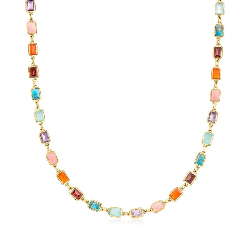 Premium Diamond Jewelry For Unforgettable Moments Ross-Simons Multi-Gemstone Necklace in 18kt Gold Over Sterling Premium Diamond Jewelry For Unforgettable Moments Ross-Simons Multi-Gemstone Necklace in 18kt Gold Over Sterling