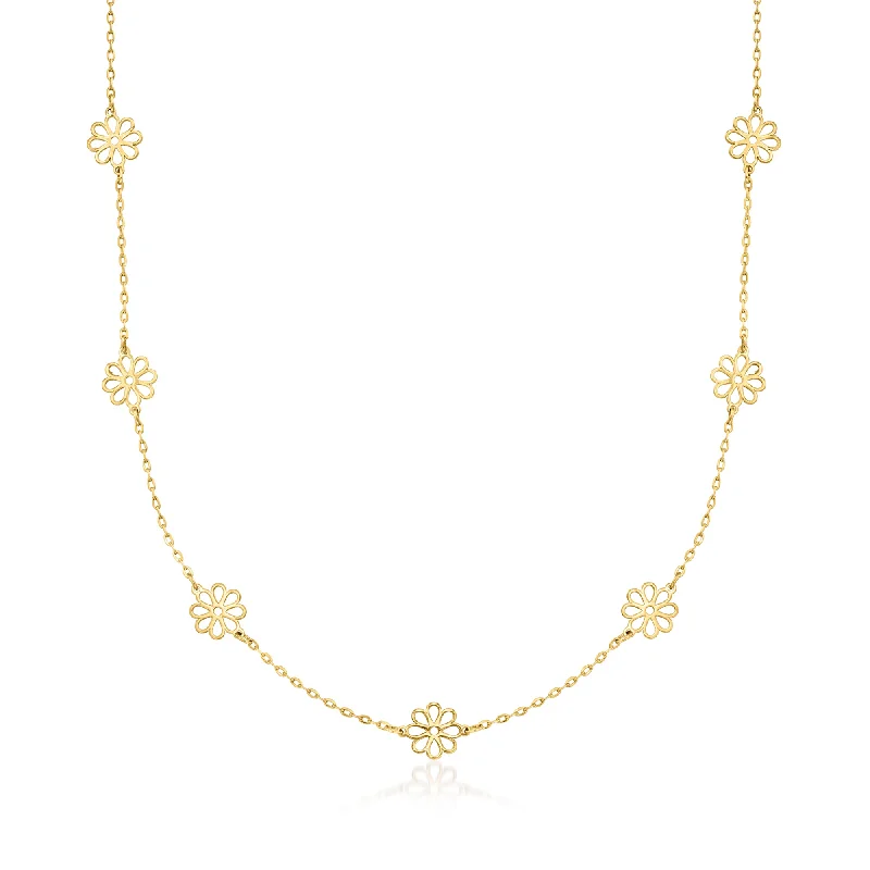 Limited-Time Jewelry Sale – Elegant Styles At Less RS Pure by Ross-Simons Italian 14kt Yellow Gold Flower Station Necklace Limited-Time Jewelry Sale – Elegant Styles At Less RS Pure by Ross-Simons Italian 14kt Yellow Gold Flower Station Necklace