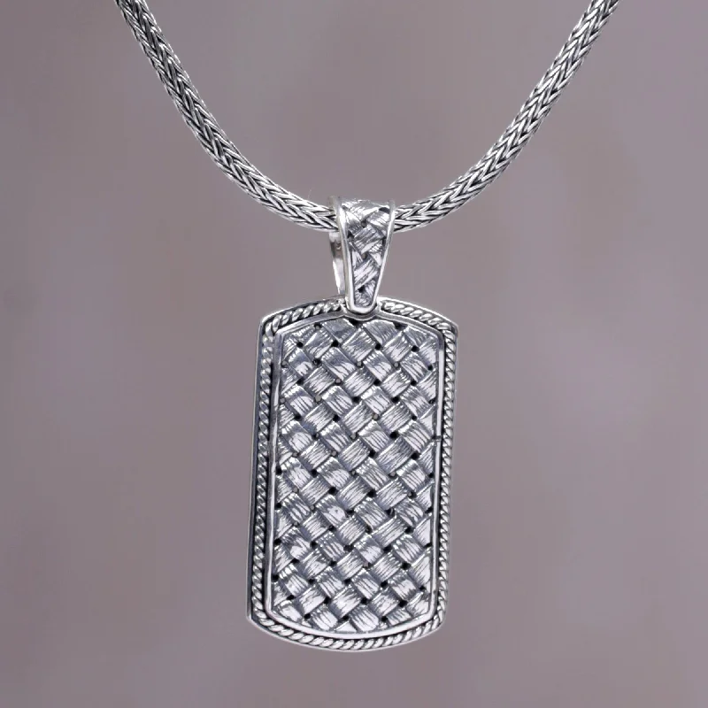 Shield of Ken Arok Sterling Silver Men's Pendant Necklace from Indonesia