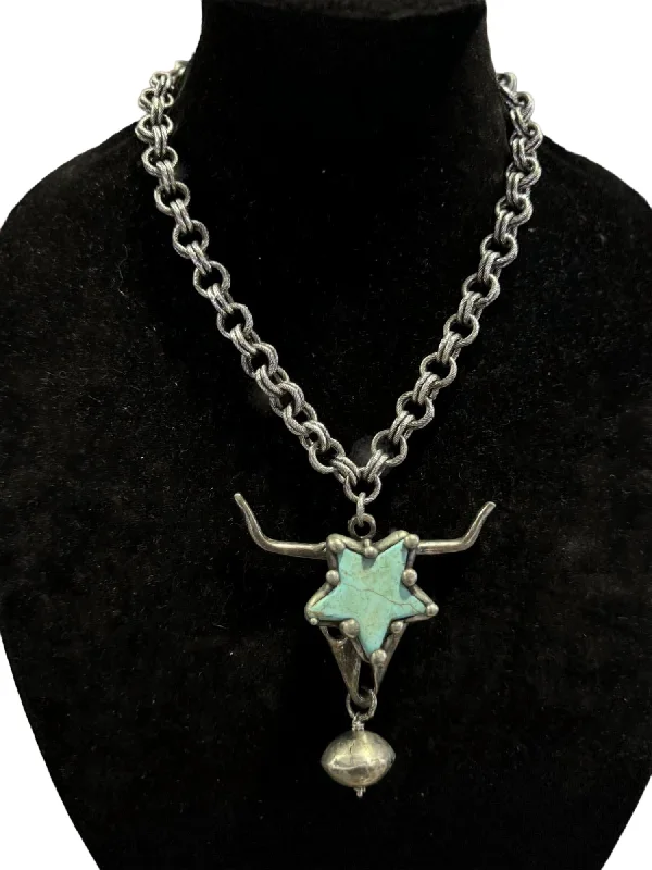 Elegant Necklaces And Bracelets At Limited-Time Offers Star Steerhead Necklace In Silver/turquoise Elegant Necklaces And Bracelets At Limited-Time Offers Star Steerhead Necklace In Silver/turquoise