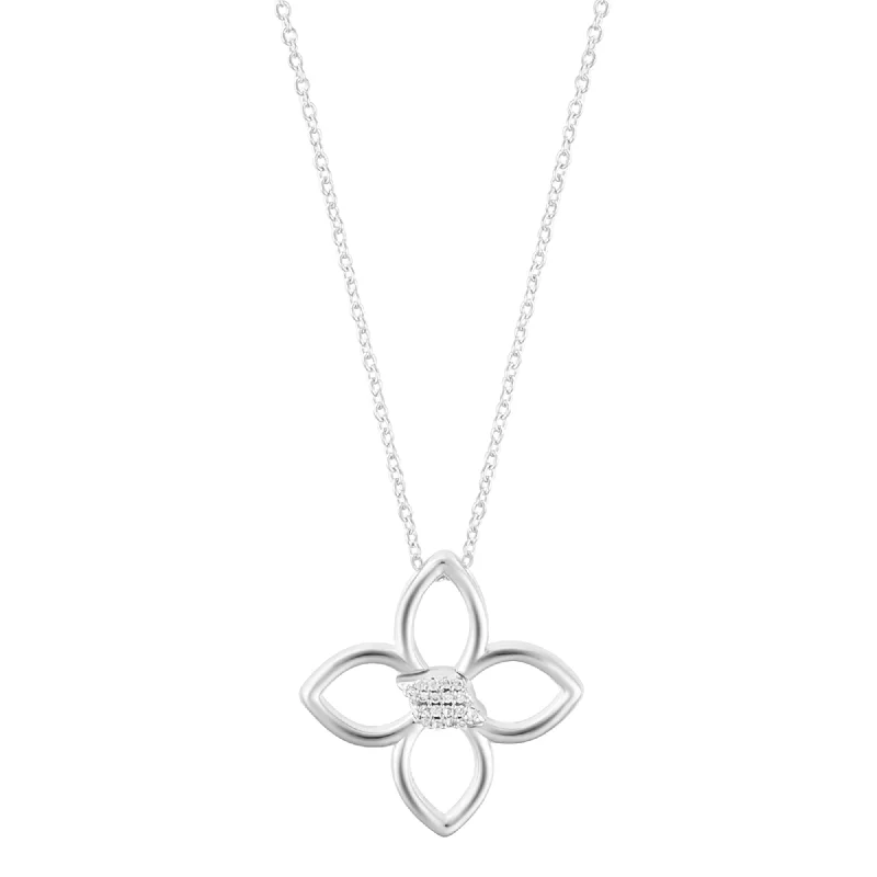 Limited-Time Offer On Elegant Jewelry Pieces Sterling Silver Plated Adjustable Outline CZ Clover Necklace Limited-Time Offer On Elegant Jewelry Pieces Sterling Silver Plated Adjustable Outline CZ Clover Necklace
