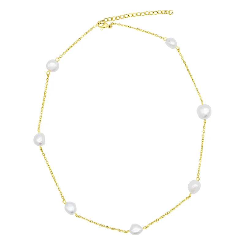 Shop Jewelry That Shines Without The High Price Tarnish Resistant 14K Gold Plated Adjustable Station Freshwater Pearl Necklace Shop Jewelry That Shines Without The High Price Tarnish Resistant 14K Gold Plated Adjustable Station Freshwater Pearl Necklace