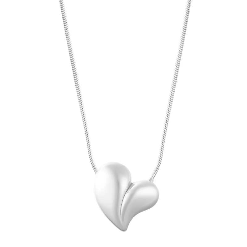 Limited-Time Offer On Elegant Jewelry Pieces Tarnish Resistant Silver Plated Oversized Puffy Heart Necklace Limited-Time Offer On Elegant Jewelry Pieces Tarnish Resistant Silver Plated Oversized Puffy Heart Necklace