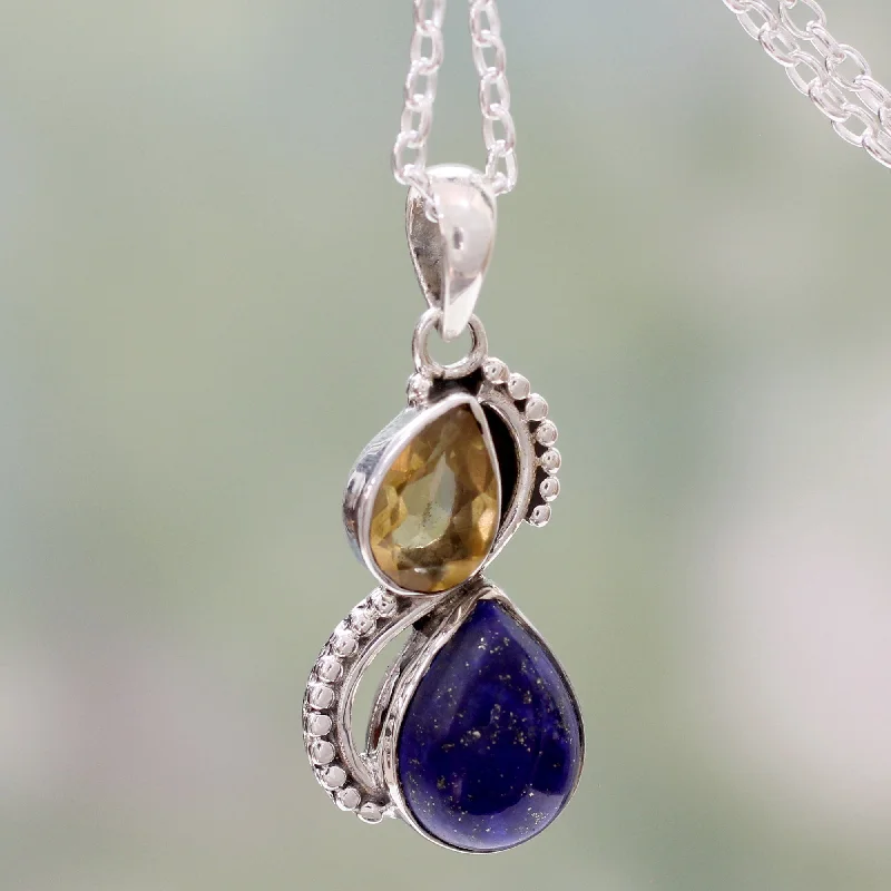 Two Teardrops Citrine Necklace