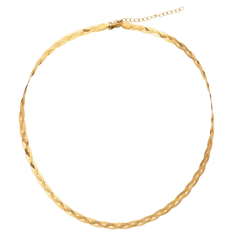 High-Quality Jewelry At A Fraction Of The Cost Vesna Braided Herringbone Chain Necklace In Gold High-Quality Jewelry At A Fraction Of The Cost Vesna Braided Herringbone Chain Necklace In Gold