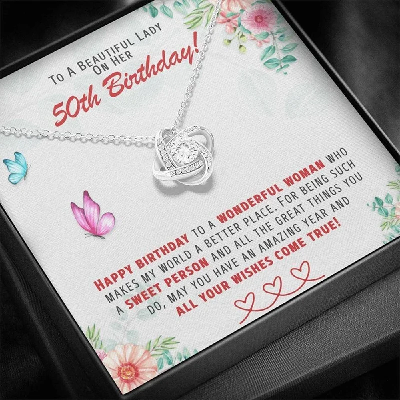 Elevate Your Outfit With Discounted Statement Jewelry 50th Birthday Necklace Love Knot Happy For Her Gift 50th For Her Fiftieth For Women Friend 50th Birthday Necklace Elevate Your Outfit With Discounted Statement Jewelry 50th Birthday Necklace Love Knot Happy For Her Gift 50th For Her Fiftieth For Women Friend 50th Birthday Necklace