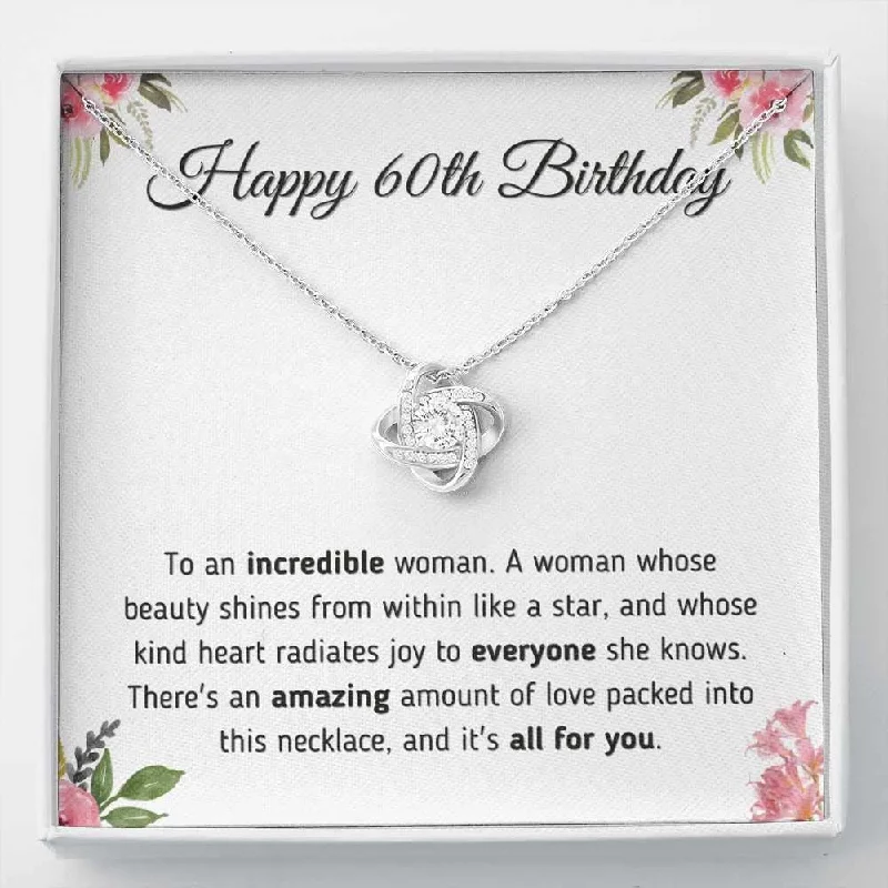 The Ultimate Jewelry Sale – Shop Premium Styles 60th Birthday Necklace Jewelry Gift - For a Woman Turning 60 – Love Knot Necklace Necklace With Message Card & Gift The Ultimate Jewelry Sale – Shop Premium Styles 60th Birthday Necklace Jewelry Gift - For a Woman Turning 60 – Love Knot Necklace Necklace With Message Card & Gift