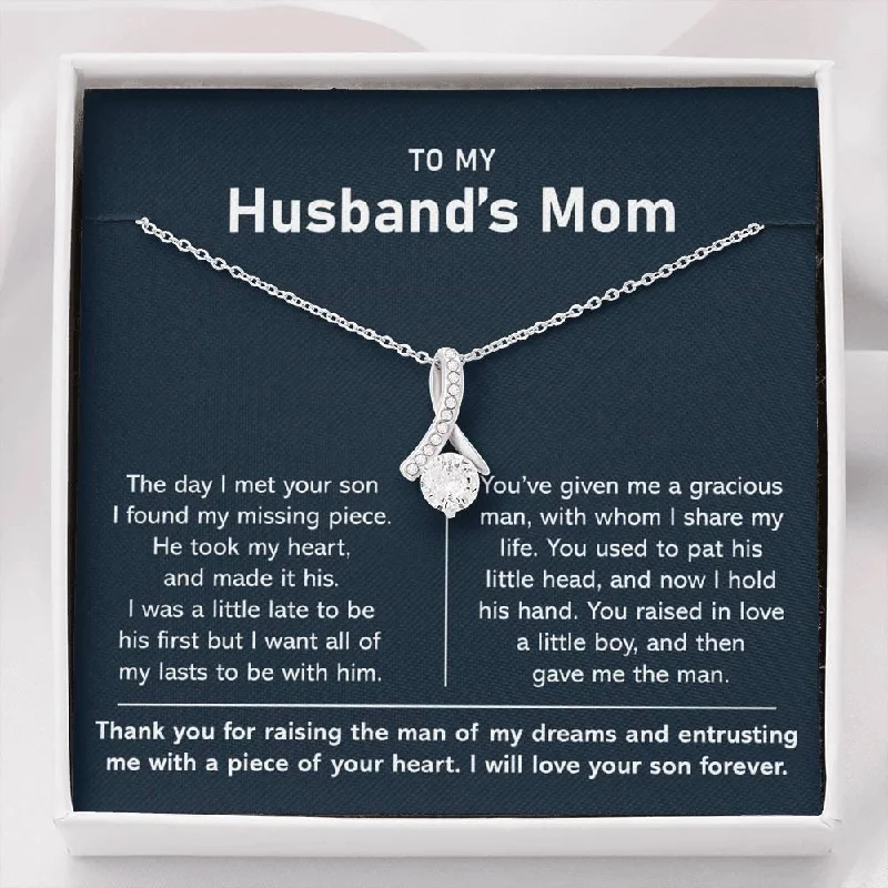 To My Husband's Mom - Thank You For Raising The Man Of My Dreams - Gift for Mother In Law Necklace