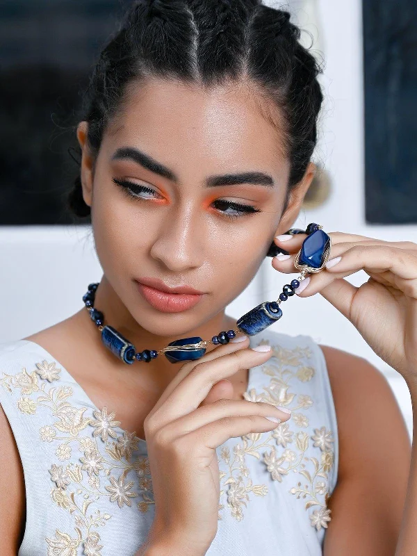 Seasonal Jewelry Deals – Elevate Your Style Odette Women Blue Metal Necklace