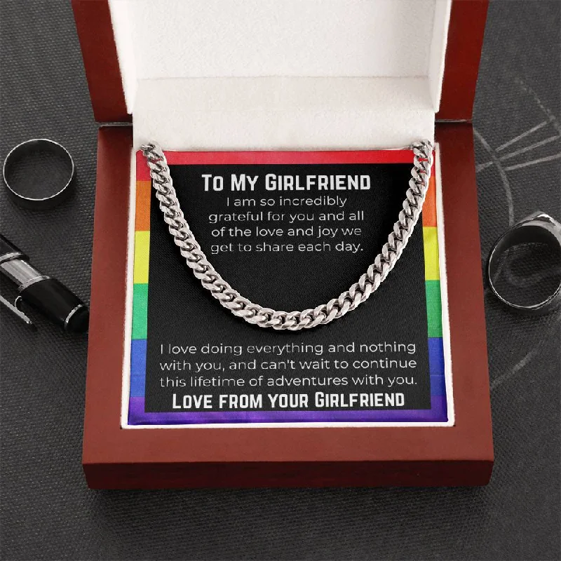 Lesbian Girlfriend Necklace. Cuban Link Chain On Message Card. Lgbtqia Bde Butch Dyke Stud Masc Gift. Birthday