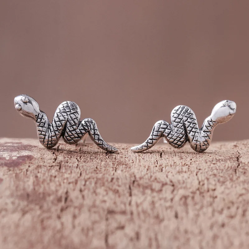 Clearance Sale On High-End Jewelry Collections Cute Snakes Sterling Silver Snake Button Earrings from Thailand Clearance Sale On High-End Jewelry Collections Cute Snakes Sterling Silver Snake Button Earrings from Thailand