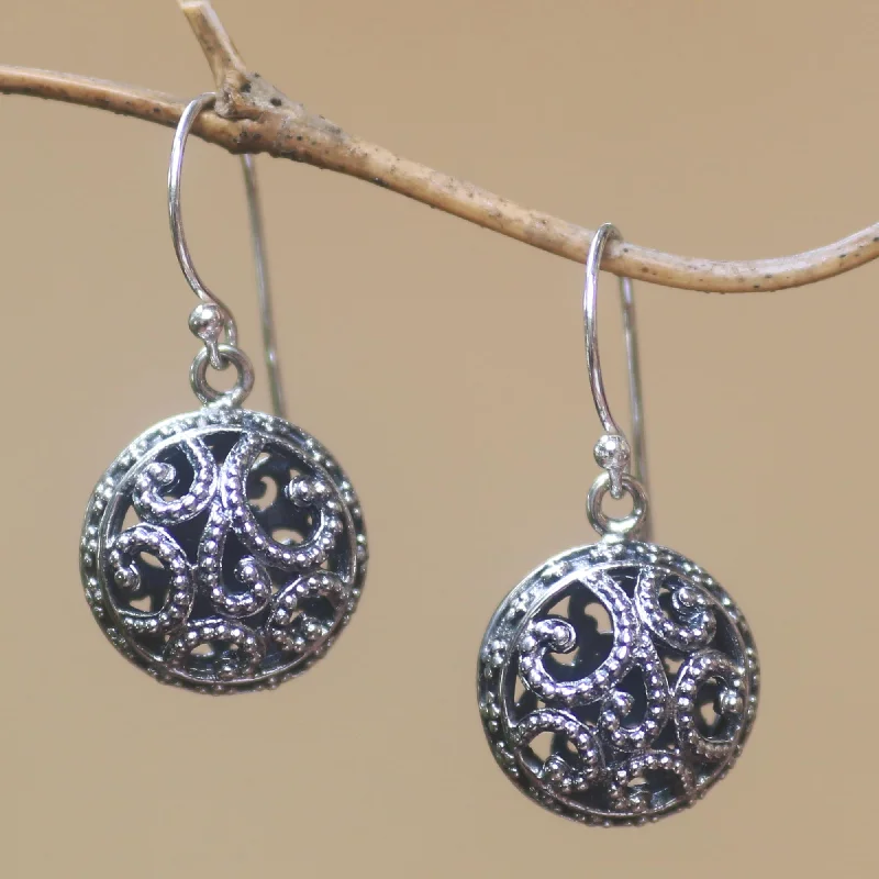 Exclusive Jewelry Bundles At Discounted Rates Dewy Disc Dot Pattern Openwork Sterling Silver Dangle Earrings