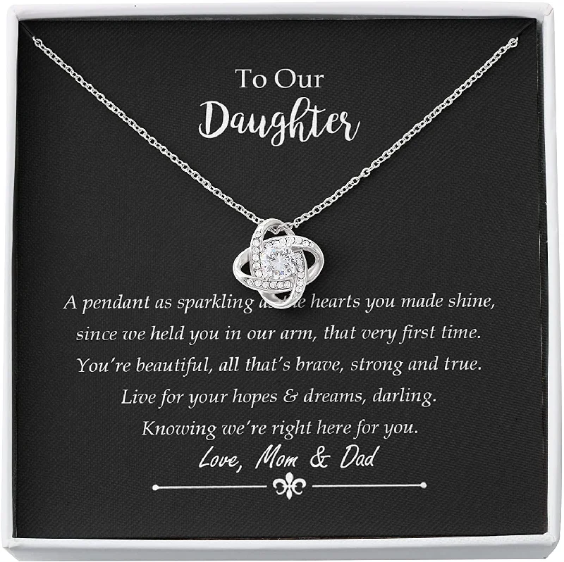 Seasonal Jewelry Sale – Upgrade Your Style Today Love knot Necklace Gift For Daughter From Mom Daughter Mother NecklaceTo My Daughter Gift for Valentine's Birthday