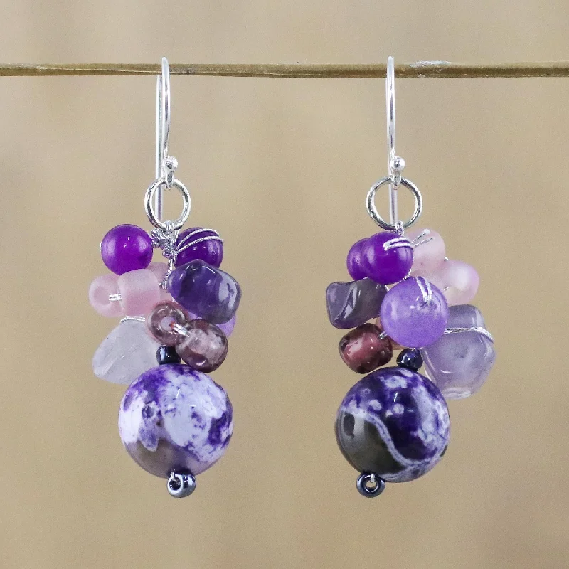 Flash Sale On Stunning Jewelry – Don't Miss Out Lovely Blend in Purple Multi-Gem Earrings