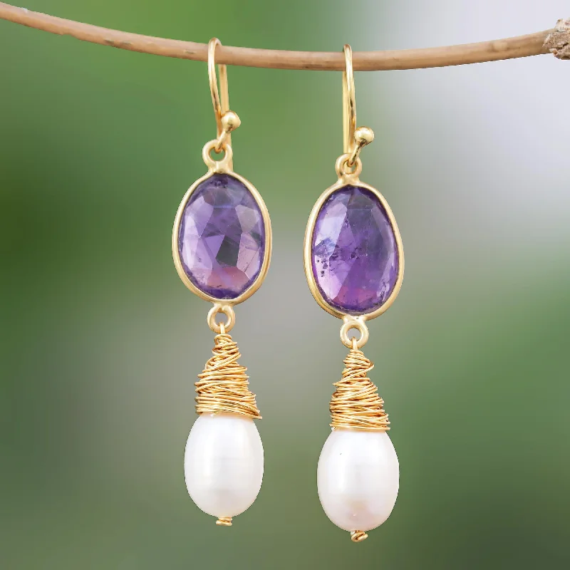 Shop Stylish Jewelry Now And Save Big Morning Bloom Amethyst Dangle Earrings