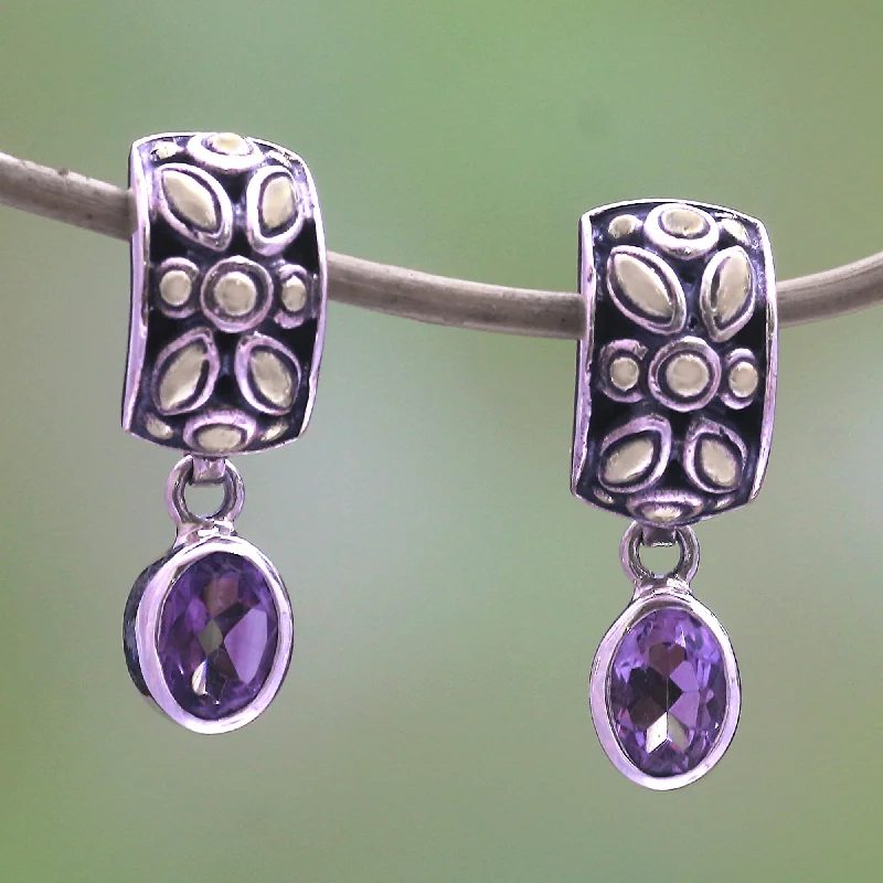 Your Dream Jewelry At Dream Prices Padi Glisten Gold Accented Amethyst Dangle Earrings from Bali Your Dream Jewelry At Dream Prices Padi Glisten Gold Accented Amethyst Dangle Earrings from Bali