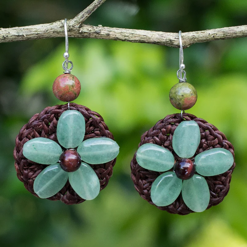 Chic, Trendy, And Affordable Jewelry Sale Pastel Daisy Crocheted Green Quartz Flower Earrings from Thailand Chic, Trendy, And Affordable Jewelry Sale Pastel Daisy Crocheted Green Quartz Flower Earrings from Thailand