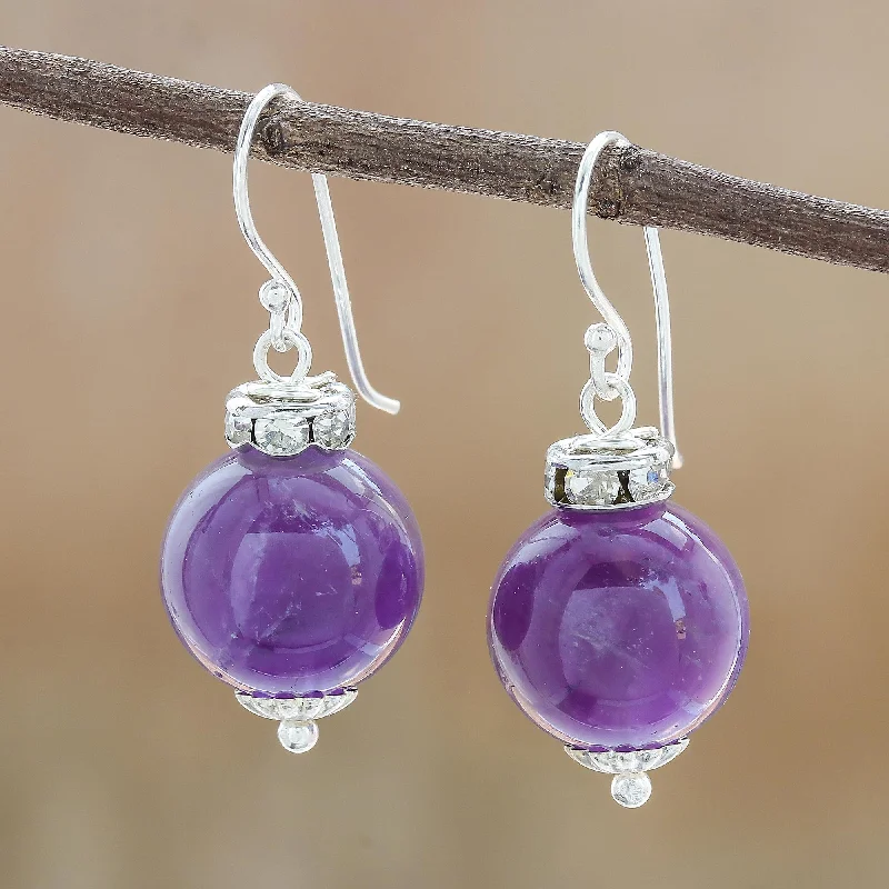 Affordable Luxury Jewelry For Every Occasion Perfect Orbs Amethyst and 925 Silver Dangle Earrings from Thailand Affordable Luxury Jewelry For Every Occasion Perfect Orbs Amethyst and 925 Silver Dangle Earrings from Thailand